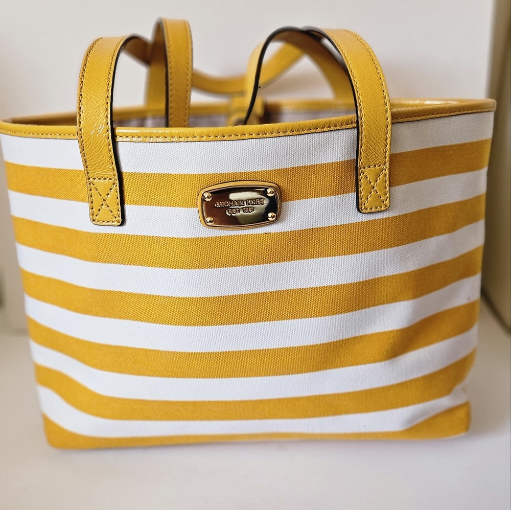 Michael Kors Summer Stripes Yellow/white Tote
